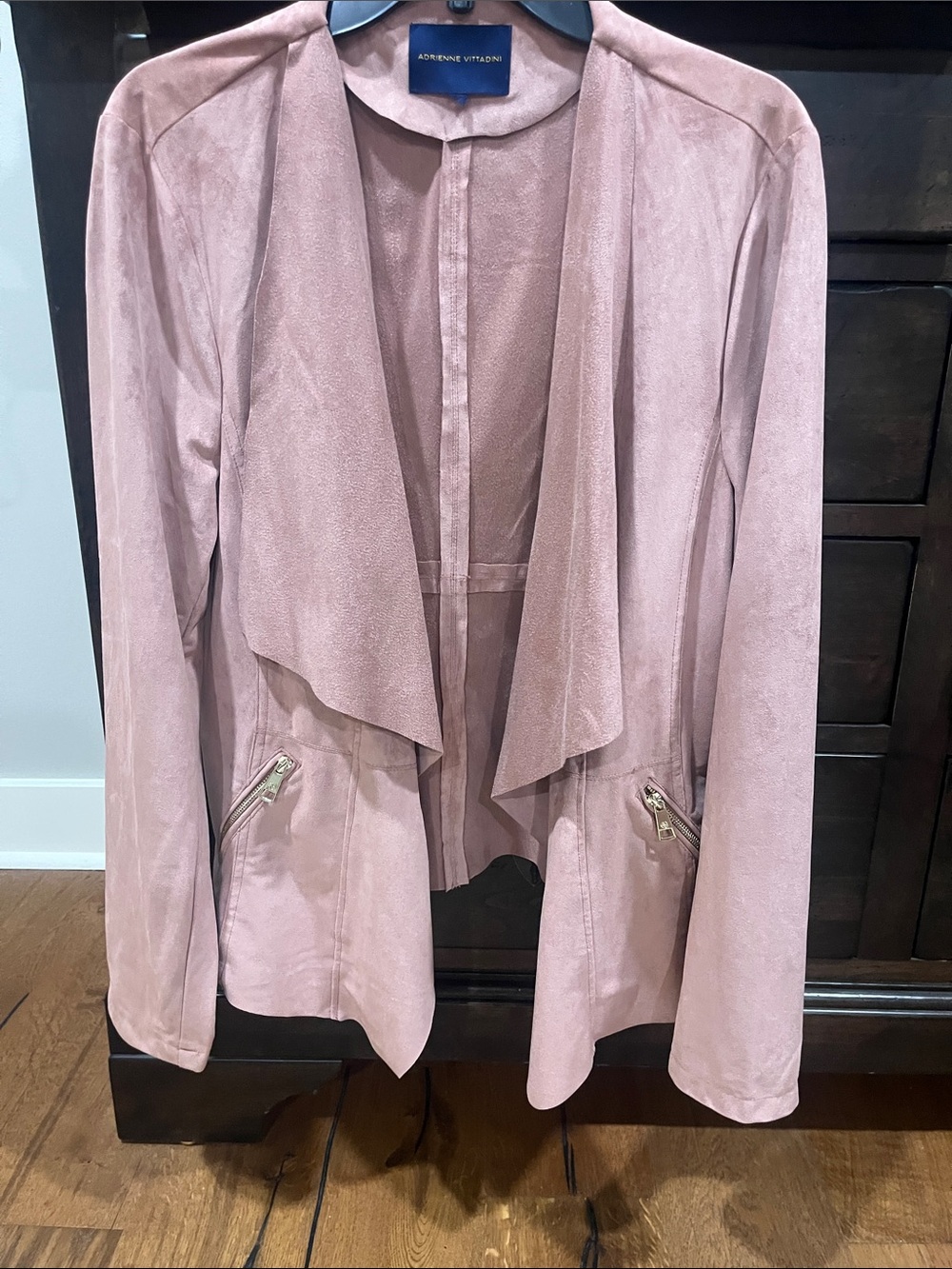 Adrienne Vittadini Dusty Rose Faux-Suede Drape Jacket